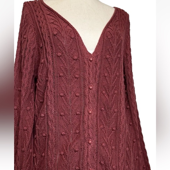 Sezane Beryl Cable Knit Cardigan Sweater in Rosweood Womens M - Picture 7 of 10